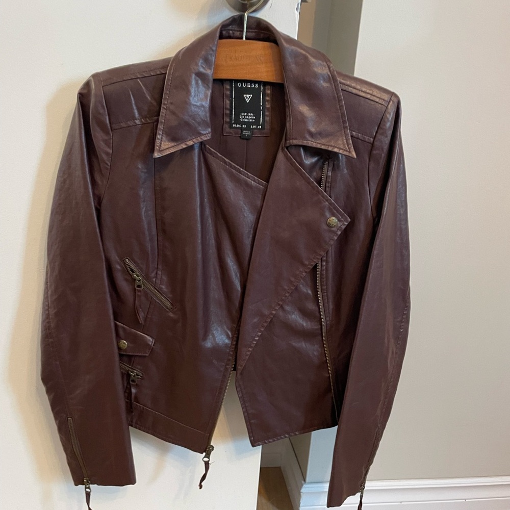 Guess Brown Faux Leather Jacket
